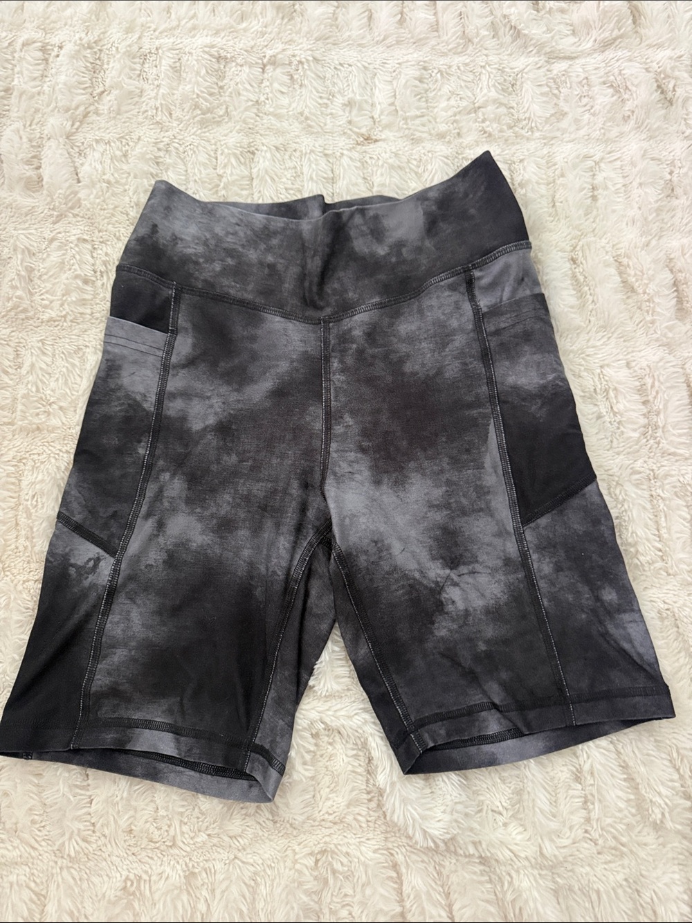 Hollister Black Gray Tie-Dye High-Waist Bike Shorts